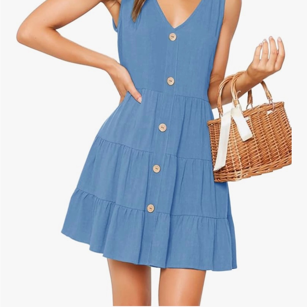 Casual Chic Blue Button Summer Dress